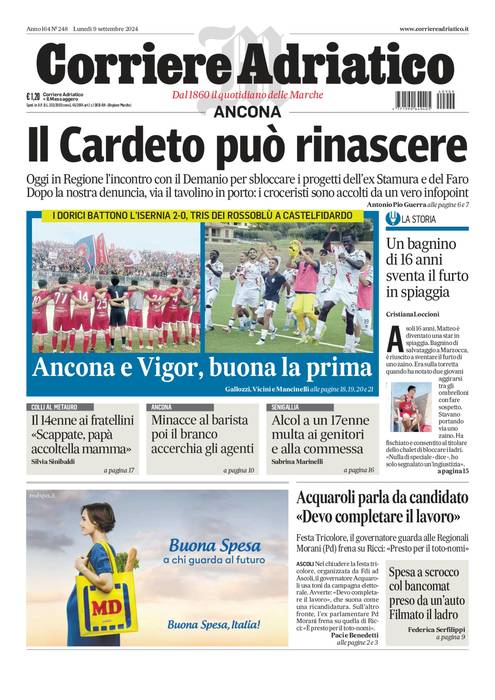 Prima-pagina-corriere adriatico-edizione-di-oggi-Array